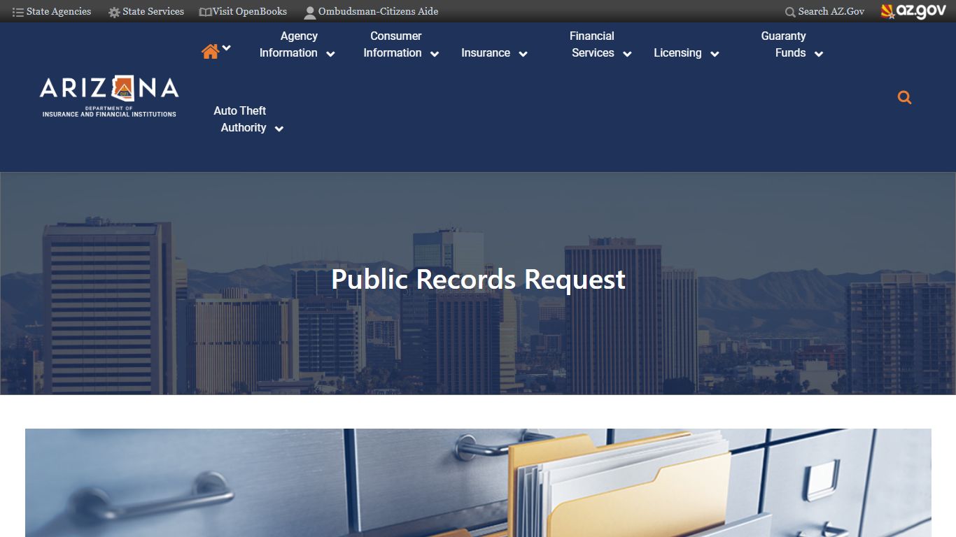 Public Records Request | DIFI - Arizona